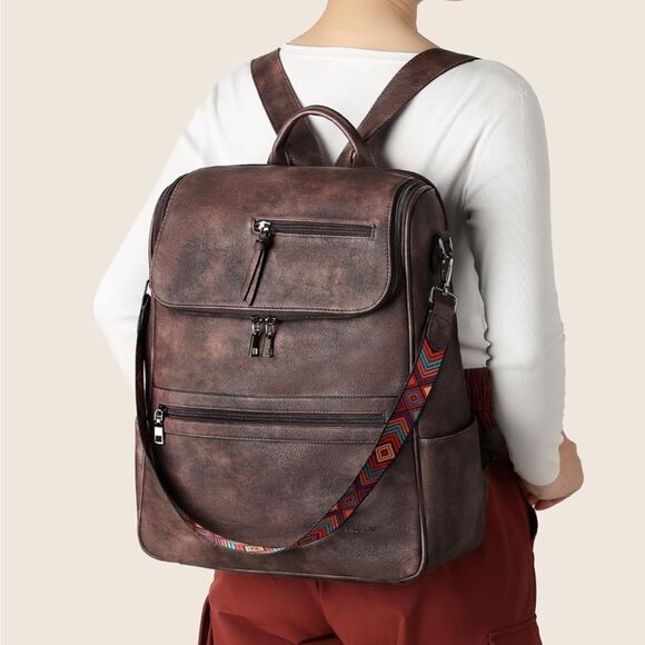 Leather Travel Backpack Bag - Picture 1 of 7